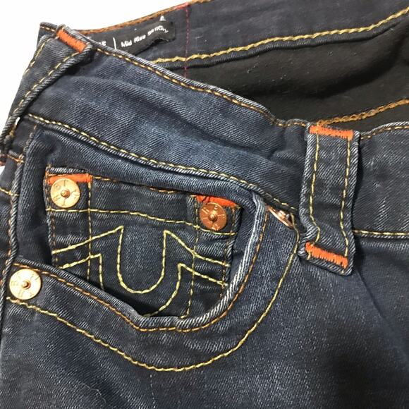 True Religion womens 28 Jennie curvy mid rise skinny dark wash jeans stretchy - Picture 9 of 12